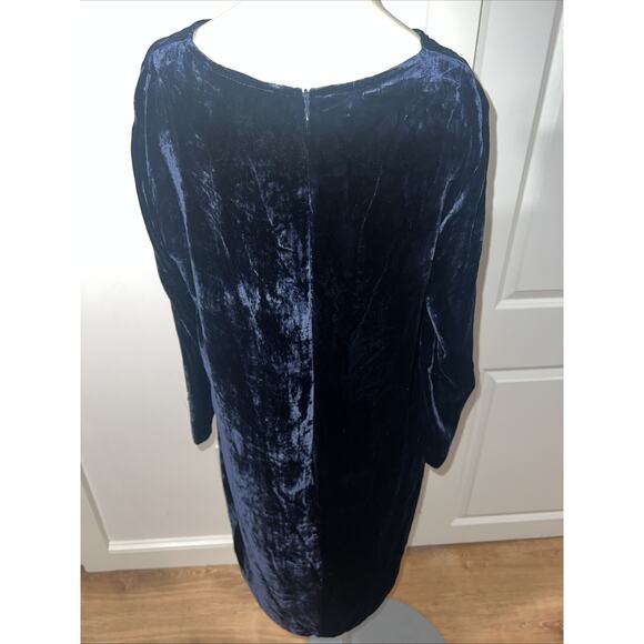 Antonelli Firenze Navy Blue Velvet 3/4 Length Dress Size 46 / US 14 - Picture 5 of 6